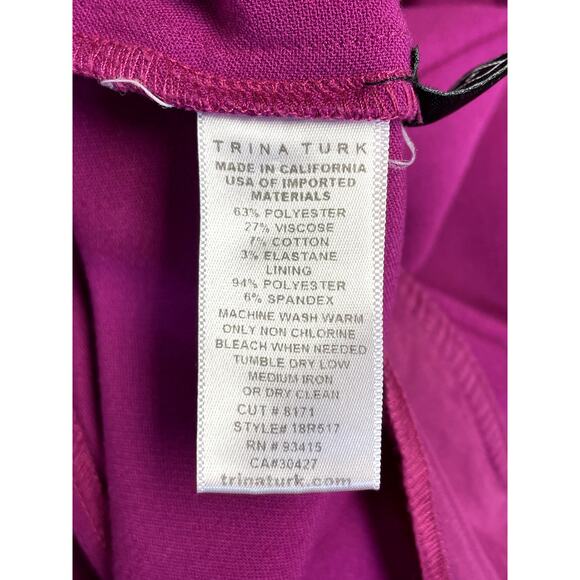 TRINA TURK Jarreau Colette Luxe Cropped Trouser Pants Fuschia Pink Size 4 - Picture 11 of 13